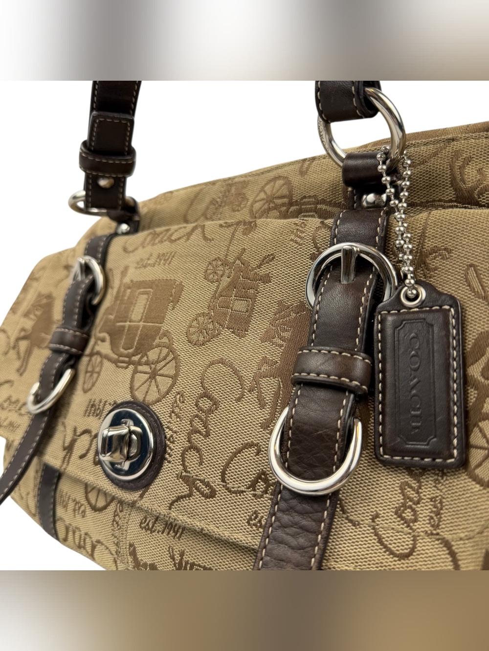 Coach Horse & Carriage Monogram Satchel - Picture 3 of 11